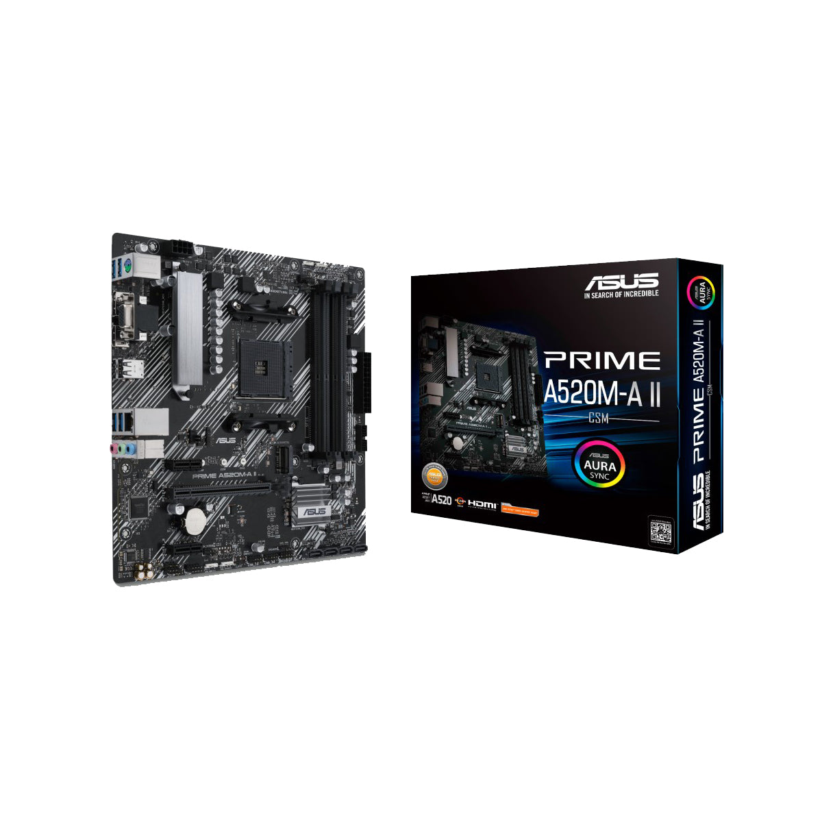 MOTHERBOARD ASUS (PRIME A520M-A II/CSM) SOCKET AM4,4*DDR4,HDMI,DP,VGA,PCIE-3.0,M.2,MICRO ATX