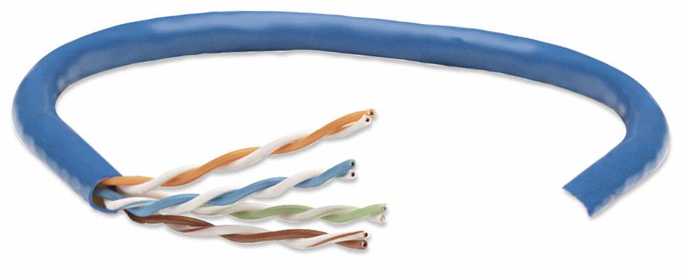 Bobina de cable de red UTP - Solida, 362344, Aluminio con recubrimiento de Cobre (CCA), 305m, CAT 5e, Color Azul, 4 pares, 24AWG