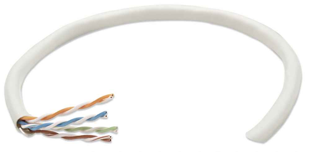 Bobina de cable de red UTP - Solida, 362320, Aluminio con recubrimiento de Cobre (CCA), 305m, CAT 5e, Color Gris, 4 pares, 24AWG