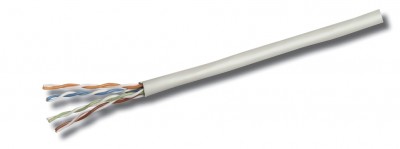 Bobina de cable de red UTP - Multifilar, 704823, Aluminio con recubrimiento de Cobre (CCA), 305m, CAT 5e, Color Gris, 4 pares, 26 AWG