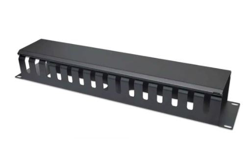 716062 Organizador de Cable para Montaje en Rack de 19 pulgadas - 2Unidades con Cubierta, Negro.Diseñado para instalación en rack de 19