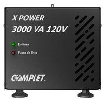 Regulador de Voltaje COMPLET  X-POWER 3000 VA/3000 W 120V . Terminales de conexión y 2 contactos NEMA 5-15R - Supresor de picos de voltaje 504 J, P/N ERV-1