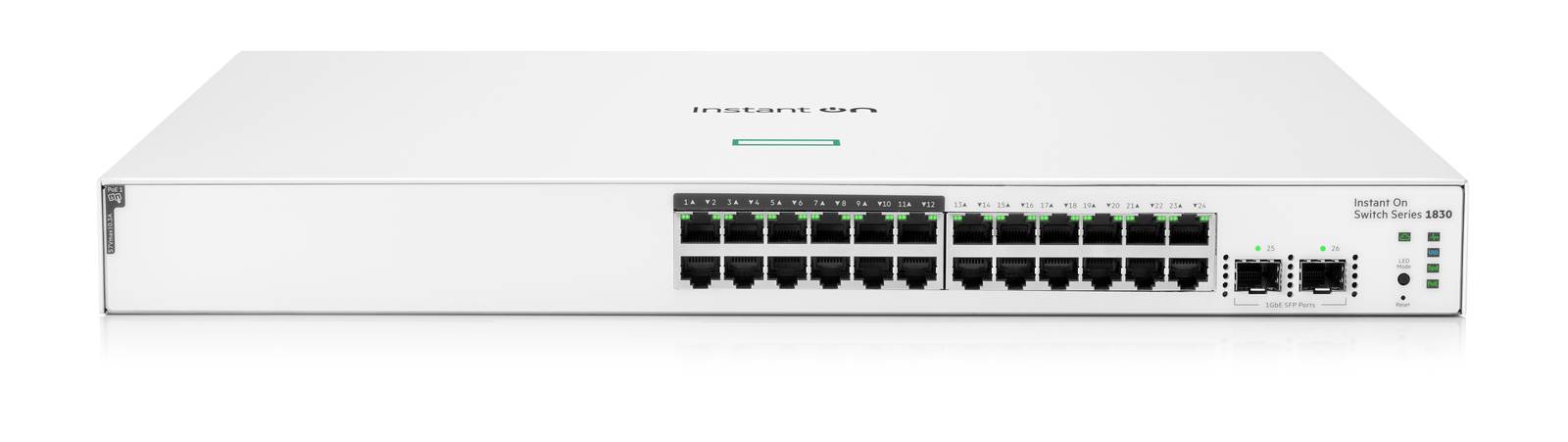 Switch HPE Instant On 1830 Gigabit Ethernet - 24 puertos RJ-45, 12p Clase 4 PoE 195 W, 2SFP 1GbE (JL813A)