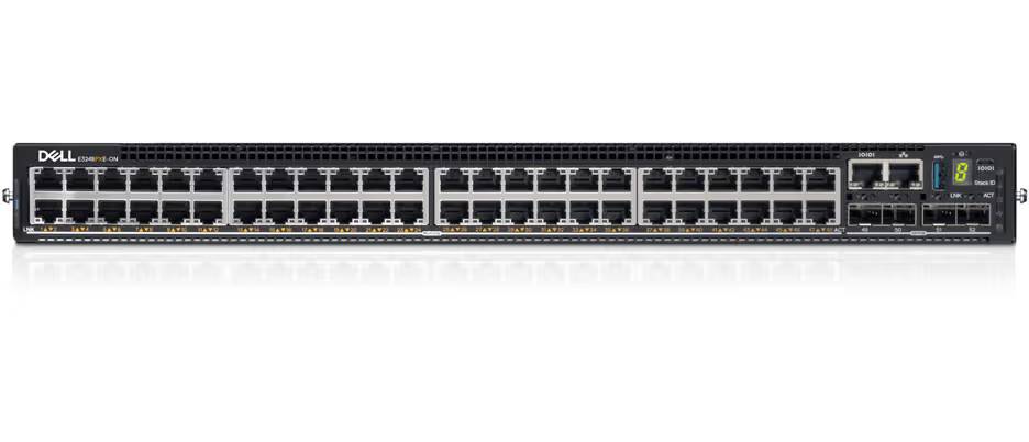 Switch DELL E3248P E3248P-FY26Q2-MX 48x1G RJ-45 30W PoE - 4x10G SFP+, 2x100G QSFP28, 1xAC PSU, IO/PS NON TAA