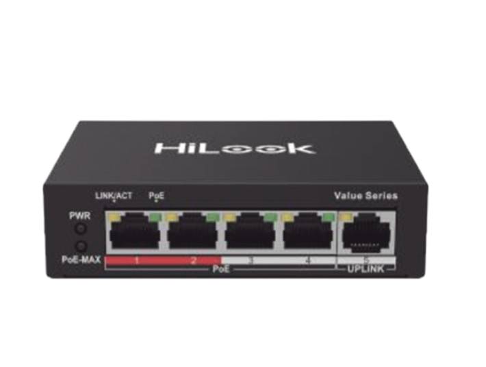 Switch PoE+ / 4 Puertos 10/100 Mbps PoE+ (af / at) / 1 Puerto 10/100 Mbps Uplink / Modo Extendido hasta 250 Metros / 35 Watts -