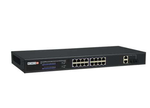 Switch PoE de 16 canales - Total power 250W, en modo CCTV puedes conectar cámaras IP hasta 250 mts