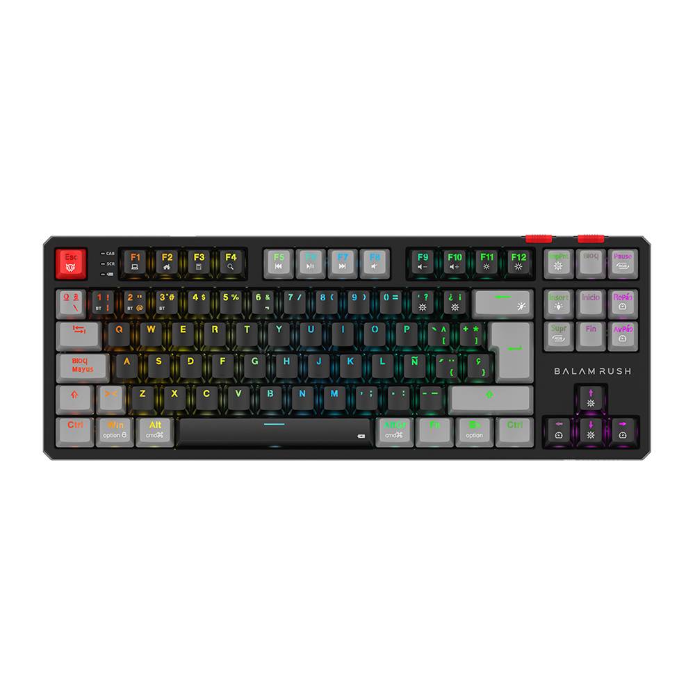 Teclado Gamer Inalámbrico LEVEL PRO GK990 Balam Rush Legend Series Conecta hasta 5 Dispositivos - Color Negro/Gris.  BR-940672