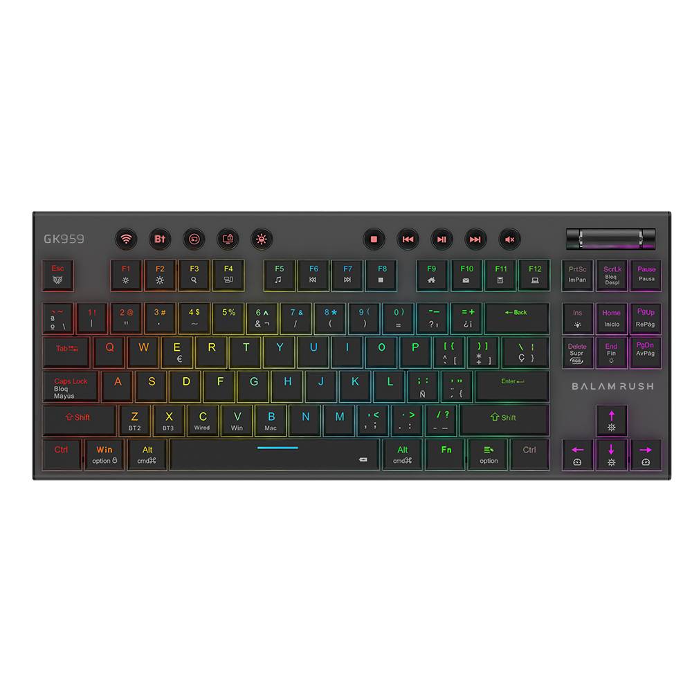 Teclado Gamer Inalámbrico DOMINATE EXPERT GK959 Balam Rush Legend Series Conecta Multidispositivo - Color Negro, BR-940405