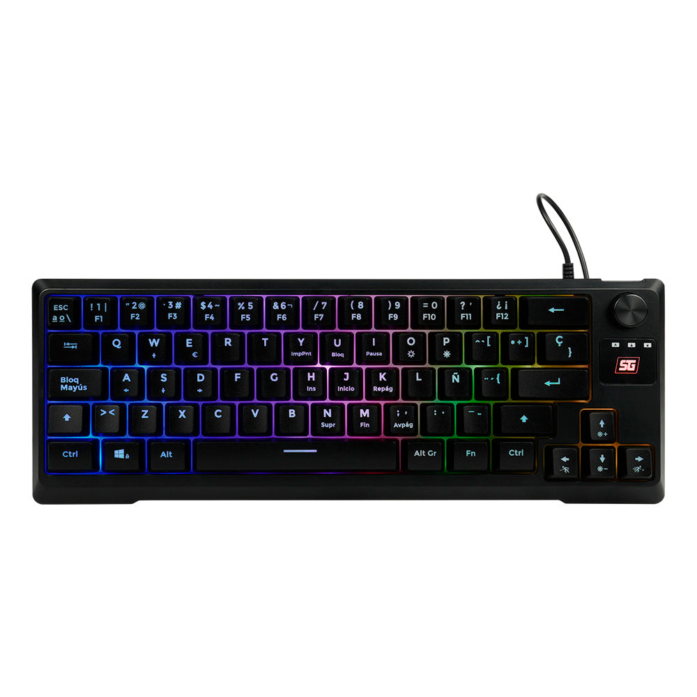 Teclado Vorago Start The Game KB-506 Tkl Factor 65 - Rgb, Rueda Multimedia, Alámbrico, Anti Ghosting, Usb Negro