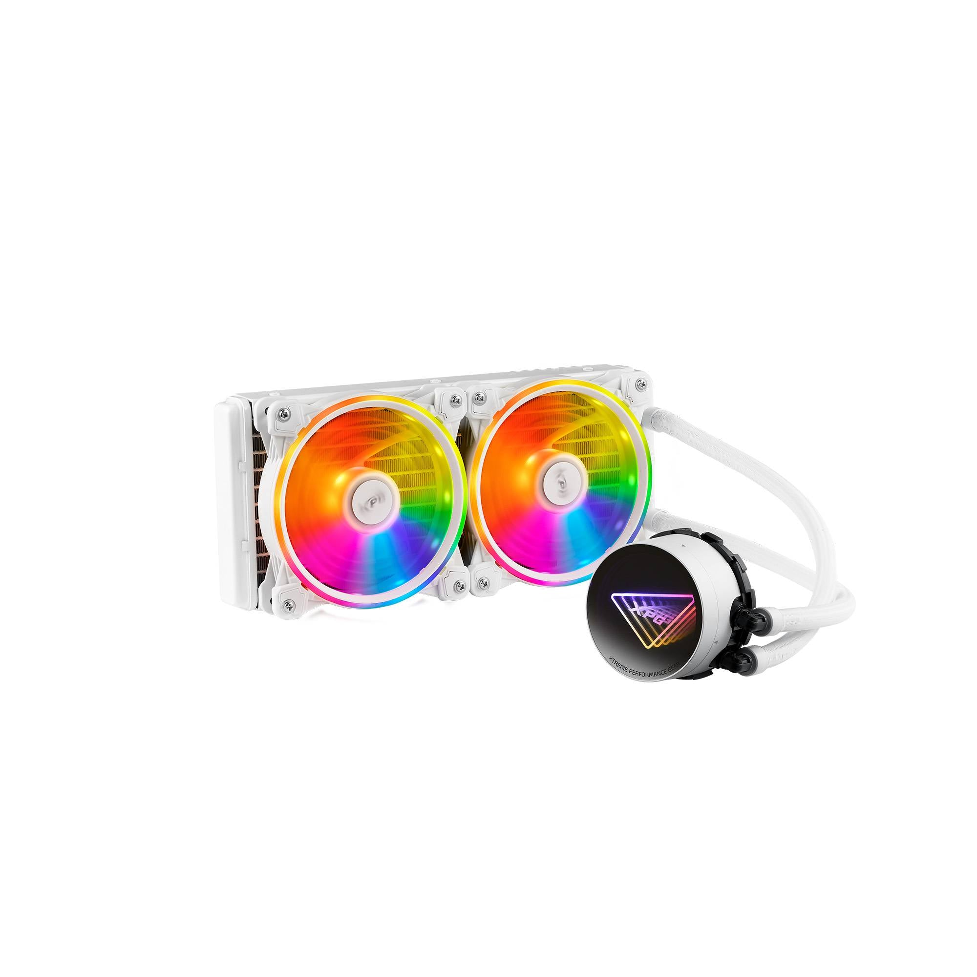 Enfriador liquido XPG LEVANTE X 240. Ventiladores ARGB 120 mm. Radiador aluminio 240mm. Intel: LGA 1700 - 1200, 115x y AMD: AM5, AM4. LEVANTEX240-WHCWW