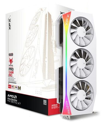 TARJETA DE VIDEO XFX MERCURY RX 9070 XT MAGNETIC AIR WHITE/ RGB/16GB/ GDDR6/ PCIE 5.0/256 BIT/GAMA ALTA