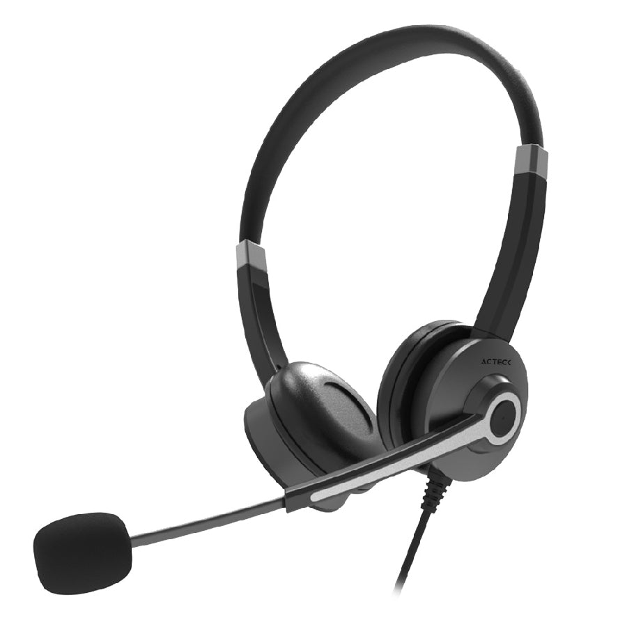 AUDIFONOS ACTECK CENTRIC PRO HP640 / ALAMBRICOS / DIADEMA PARA CONFERENCIA / USB / MICROFONO FLEXIBLE / 4 BOTONES CONTROLADORES / NEGRO / AC-935319