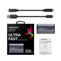 UNIDAD DE ESTADO SOLIDO SSD EXTERNO 500GB ADATA SE880 PORTATIL USB 3.2 USB TIPO C GRIS TITANIO WINDOWS MAC LINIX ANDROID PS4/5 XBOX SERIES X S