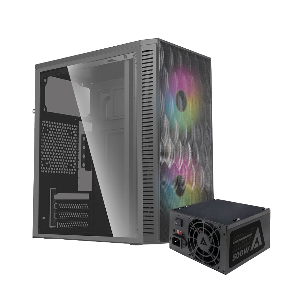 GABINETE ACTECK FUJI GC470 / MINI TORRE / MICRO ATX , MINI ITX / FUENTE 500W / VENTILADOR RGB / PANEL ACRILICO, METAL / AC-935838