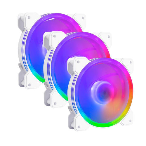 KIT VENTILADORES BALAM RUSH EOLOX BLAZE EX50KW / 3 PIEZAS / FLUJO DE AIRE 28.76 CFM / SILENCIOSO / 1500 RPM / ILUMINACION RGB / 3 PINES / 120 X 25 MM / BLANCO / BR-937993