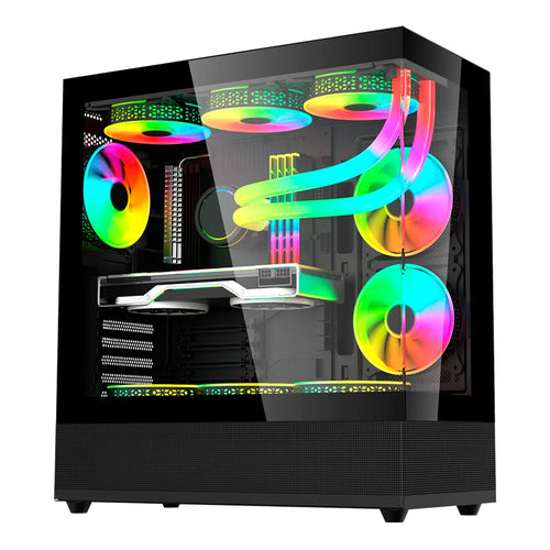 Gabinete Balam Rush Tank Super 9200 TB Midi Tower, PC, Soporta ATX, ITX, Micro ATX, Color Negro, Ventana lateral Si, RGB Si, Fuente de alimentación No, Ventiladores traseros 1x 120 mm, 1 x USB 3.2, 1 x USB 2.0