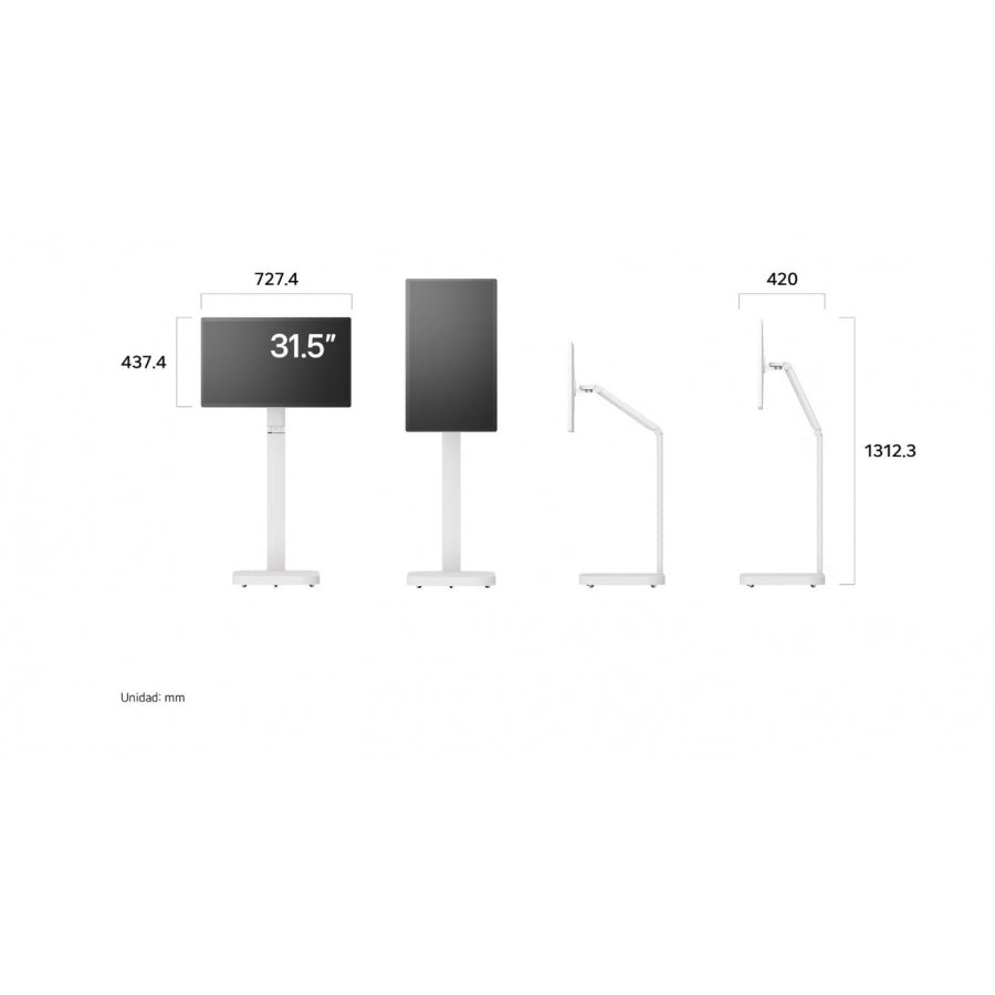 MONITOR LG SMART SWING 32U889SA-W 4K UHD 31.5 TOUCH,IPS,3840X2160,60HZ,16:9,GC DCI-P3 95%,BRILLO 350CD/M2,TR 5MS,CONTR 1000:1,HDMI,BLUETOOTH,WEBOS,USB-C,HDR10,ALTAVOZ 5WX2,MONTAJE 100X100,BLANCO.