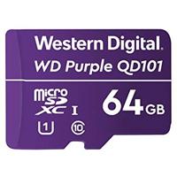 MEMORIA WD PURPLE SC QD101 MICRO SDXC 64GB VIDEOVIGILANCIA 24/7 CLASE 10 U1 LECT 50MB/S ESC 40MB/S