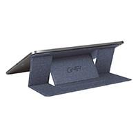 a black piece of luggage sitting on top of a table 