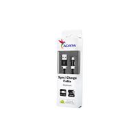 CABLE ADATA MICRO USB A USB 100CM 2.4MHA NEGRO ANDROID/WINDOWS, TELA, PUERTO USB REVERSIBLE
