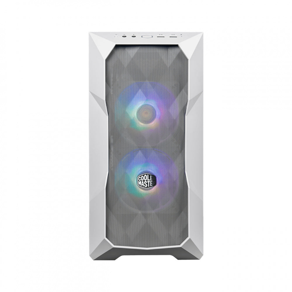 GABINETE COOLER MASTER MASTERBOX TD300 MESH CON VENTANA ARGB, MINI TOWER, MINI-ITX/MICRO-ATX, USB 3.0, SIN FUENTE, 2 VENTILADORES ARGB INSTALADOS, NEGRO
